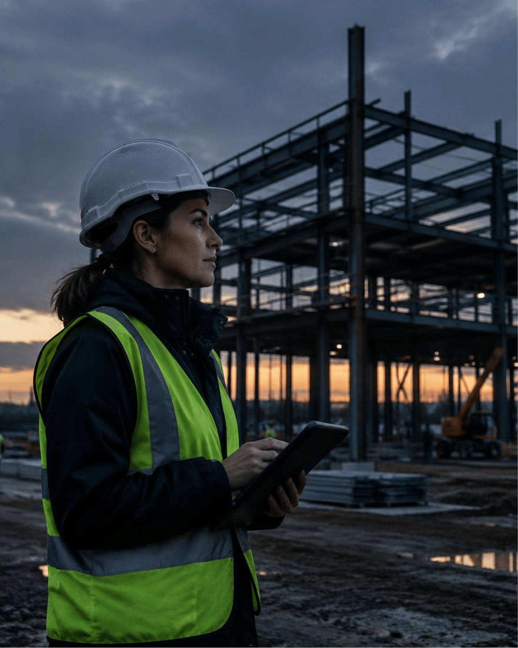 Project manager inspecting a building construction site
